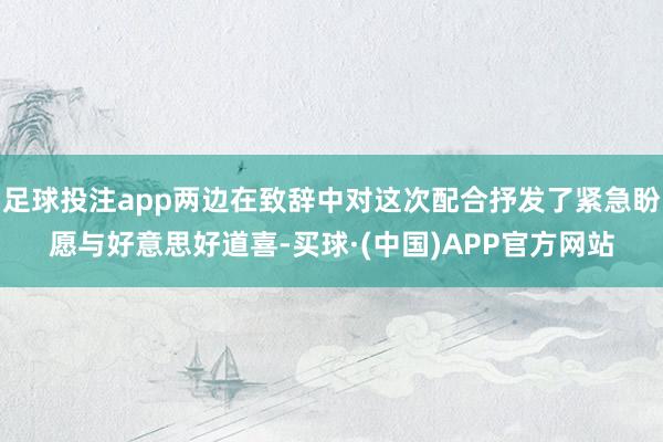 足球投注app两边在致辞中对这次配合抒发了紧急盼愿与好意思好道喜-买球·(中国)APP官方网站
