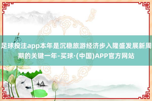 足球投注app本年是沉稳旅游经济步入隆盛发展新周期的关键一年-买球·(中国)APP官方网站