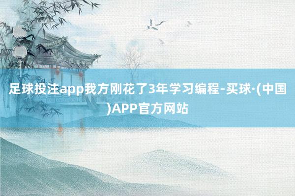 足球投注app我方刚花了3年学习编程-买球·(中国)APP官方网站