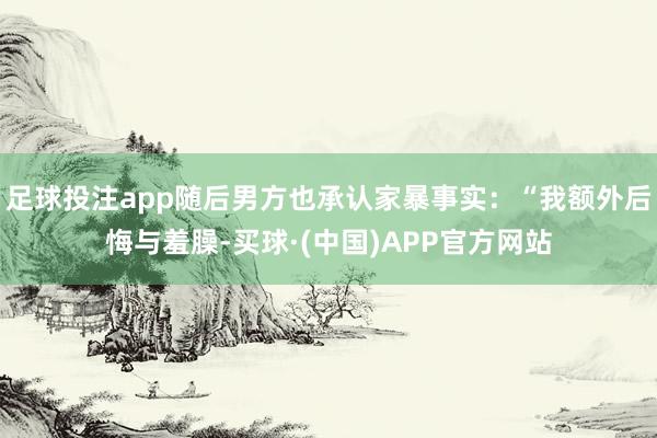 足球投注app随后男方也承认家暴事实：“我额外后悔与羞臊-买球·(中国)APP官方网站