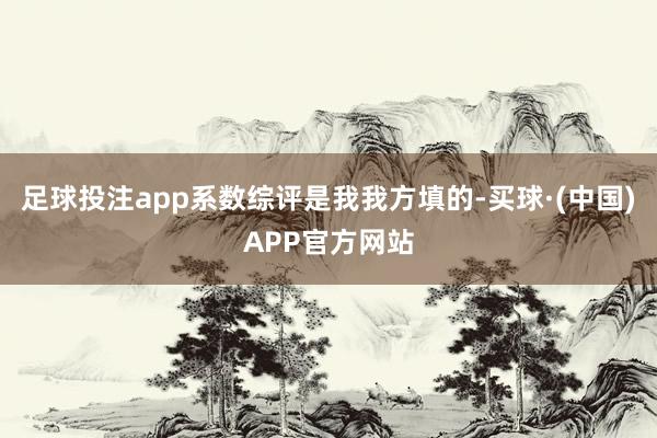 足球投注app系数综评是我我方填的-买球·(中国)APP官方网站