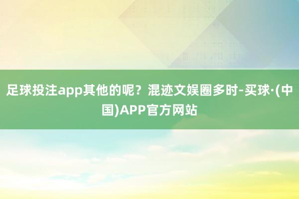 足球投注app其他的呢？混迹文娱圈多时-买球·(中国)APP官方网站