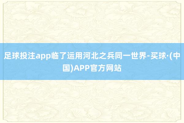 足球投注app临了运用河北之兵同一世界-买球·(中国)APP官方网站