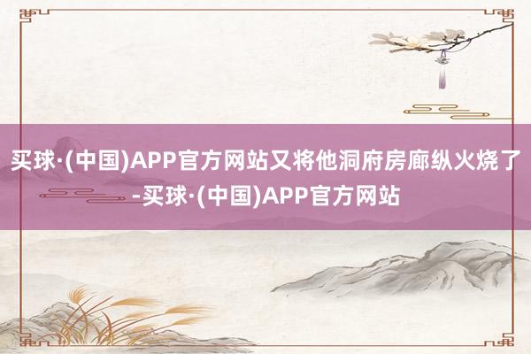 买球·(中国)APP官方网站又将他洞府房廊纵火烧了-买球·(中国)APP官方网站