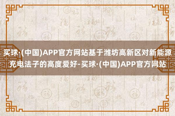 买球·(中国)APP官方网站基于潍坊高新区对新能源充电法子的高度爱好-买球·(中国)APP官方网站