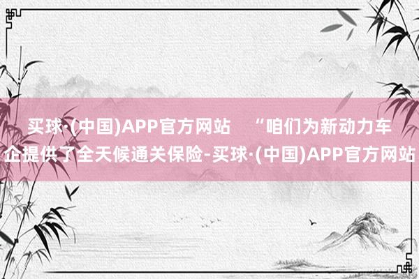 买球·(中国)APP官方网站    “咱们为新动力车企提供了全天候通关保险-买球·(中国)APP官方网站