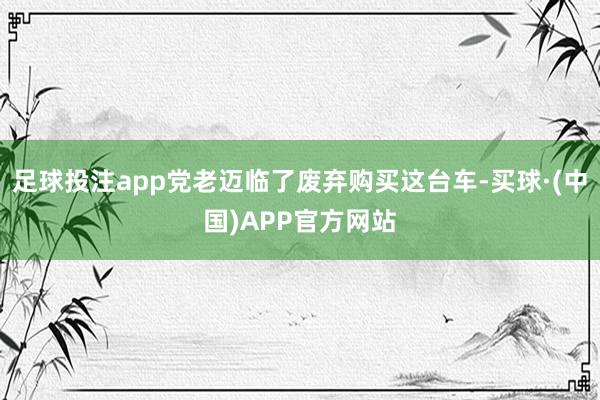 足球投注app党老迈临了废弃购买这台车-买球·(中国)APP官方网站