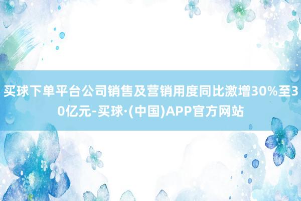 买球下单平台公司销售及营销用度同比激增30%至30亿元-买球·(中国)APP官方网站