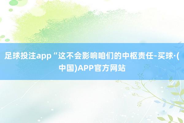 足球投注app“这不会影响咱们的中枢责任-买球·(中国)APP官方网站