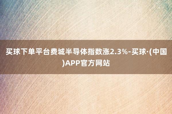 买球下单平台费城半导体指数涨2.3%-买球·(中国)APP官方网站