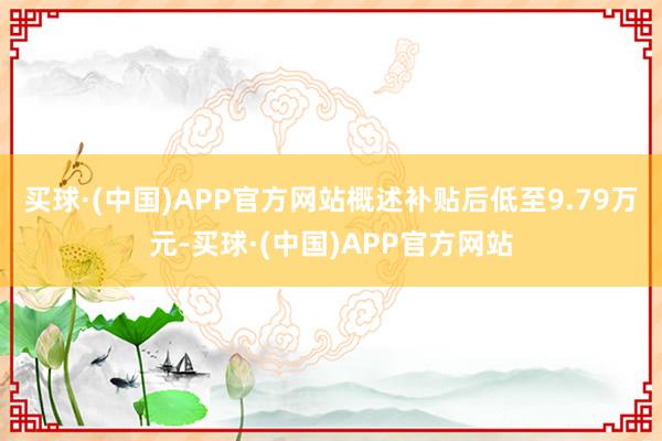 买球·(中国)APP官方网站概述补贴后低至9.79万元-买球·(中国)APP官方网站