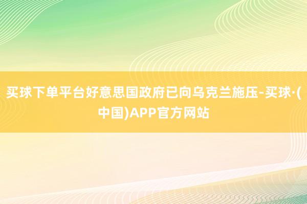 买球下单平台好意思国政府已向乌克兰施压-买球·(中国)APP官方网站