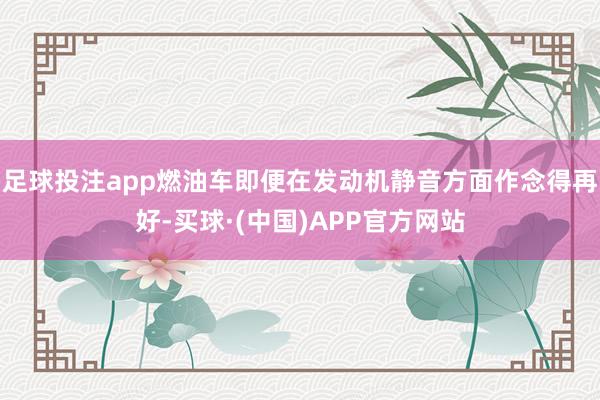足球投注app燃油车即便在发动机静音方面作念得再好-买球·(中国)APP官方网站