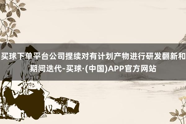 买球下单平台公司捏续对有计划产物进行研发翻新和期间迭代-买球·(中国)APP官方网站