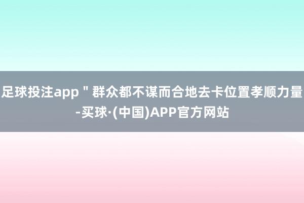 足球投注app＂群众都不谋而合地去卡位置孝顺力量-买球·(中国)APP官方网站