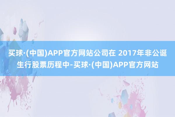 买球·(中国)APP官方网站公司在 2017年非公诞生行股票历程中-买球·(中国)APP官方网站