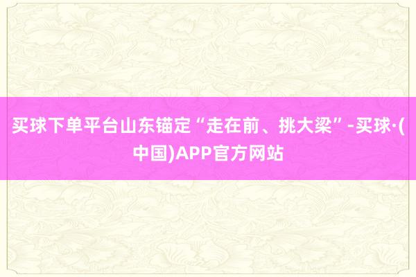 买球下单平台山东锚定“走在前、挑大梁”-买球·(中国)APP官方网站