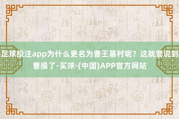 足球投注app为什么更名为曹王墓村呢？这就要说到曹操了-买球·(中国)APP官方网站