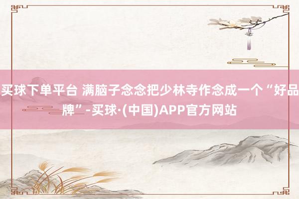 买球下单平台 满脑子念念把少林寺作念成一个“好品牌”-买球·(中国)APP官方网站