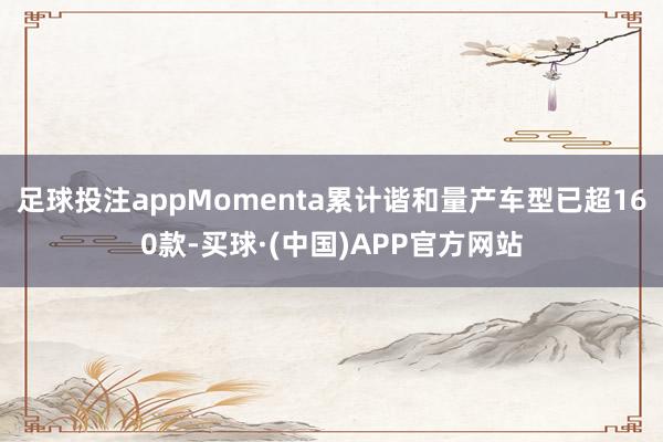 足球投注appMomenta累计谐和量产车型已超160款-买球·(中国)APP官方网站