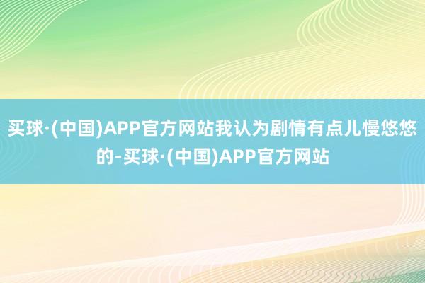 买球·(中国)APP官方网站我认为剧情有点儿慢悠悠的-买球·(中国)APP官方网站