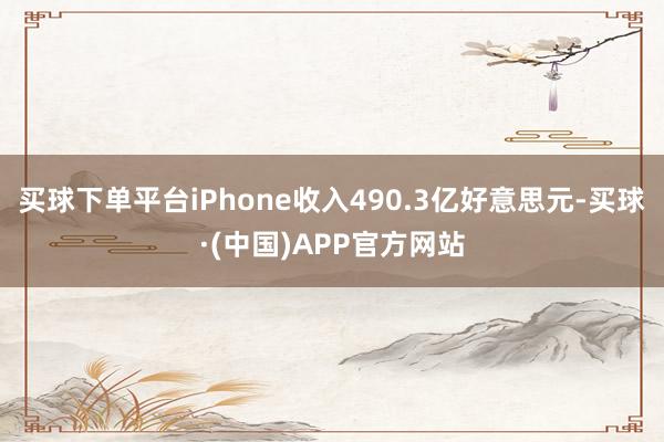 买球下单平台iPhone收入490.3亿好意思元-买球·(中国)APP官方网站