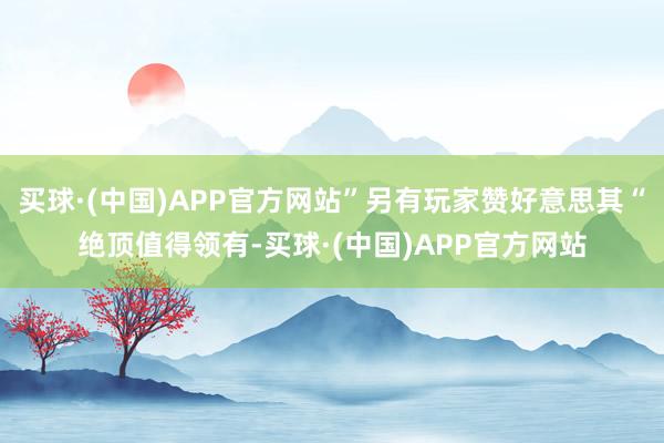 买球·(中国)APP官方网站”另有玩家赞好意思其“绝顶值得领有-买球·(中国)APP官方网站