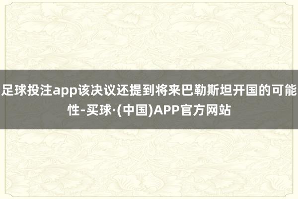 足球投注app该决议还提到将来巴勒斯坦开国的可能性-买球·(中国)APP官方网站