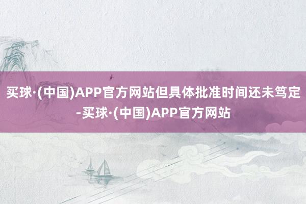 买球·(中国)APP官方网站但具体批准时间还未笃定-买球·(中国)APP官方网站