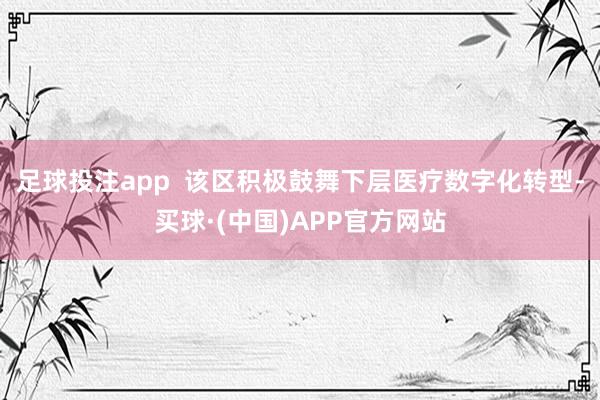 足球投注app  该区积极鼓舞下层医疗数字化转型-买球·(中国)APP官方网站