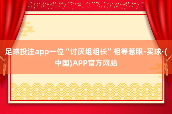 足球投注app一位“讨厌组组长”相等惹眼-买球·(中国)APP官方网站