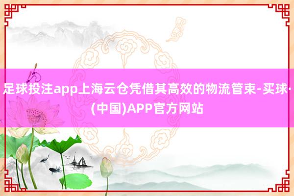 足球投注app上海云仓凭借其高效的物流管束-买球·(中国)APP官方网站
