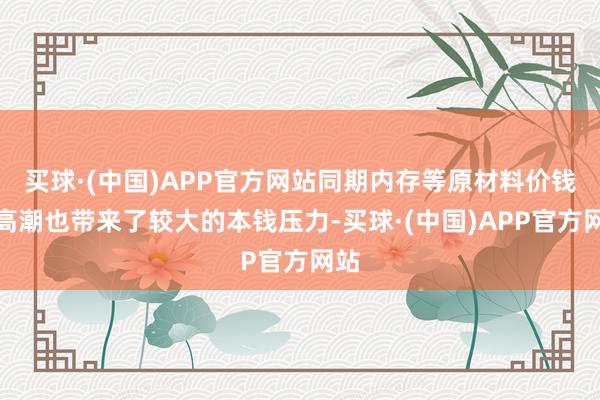 买球·(中国)APP官方网站同期内存等原材料价钱的高潮也带来了较大的本钱压力-买球·(中国)APP官方网站