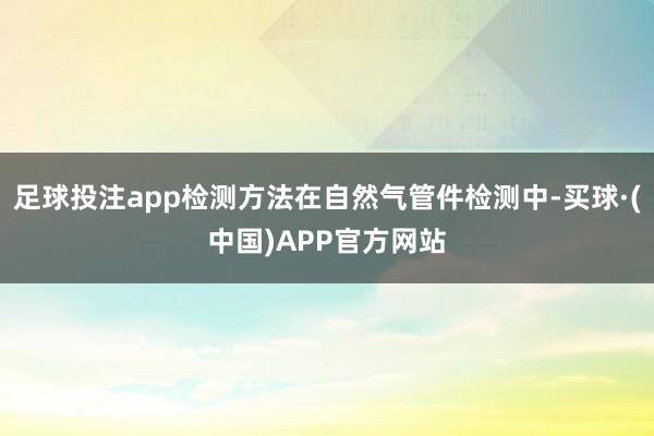 足球投注app检测方法在自然气管件检测中-买球·(中国)APP官方网站