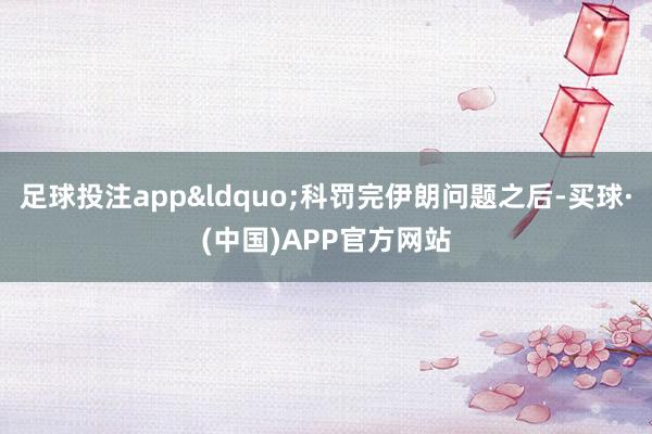足球投注app&ldquo;科罚完伊朗问题之后-买球·(中国)APP官方网站