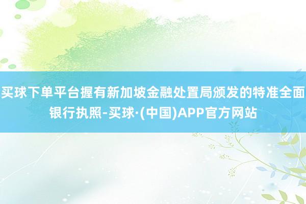 买球下单平台握有新加坡金融处置局颁发的特准全面银行执照-买球·(中国)APP官方网站